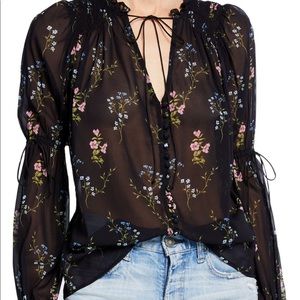 New with tags: For Love & Lemons Delta Top - Black Floral - Small